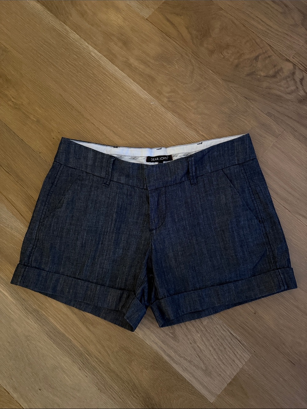 Dear John Dark Blue Denim Cuffed Shorts